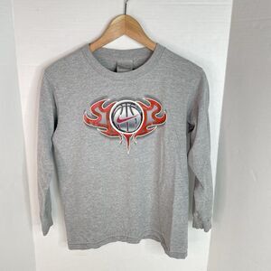 Vintage Nike Basketball Long Sleeve Shirt, Nike, Youth Medium, Grey Tag, Graphic